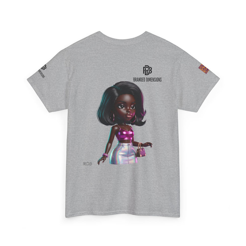 Miniatura: Doll Character Tee – Stylish Black Girl Art Graphic T-Shirt