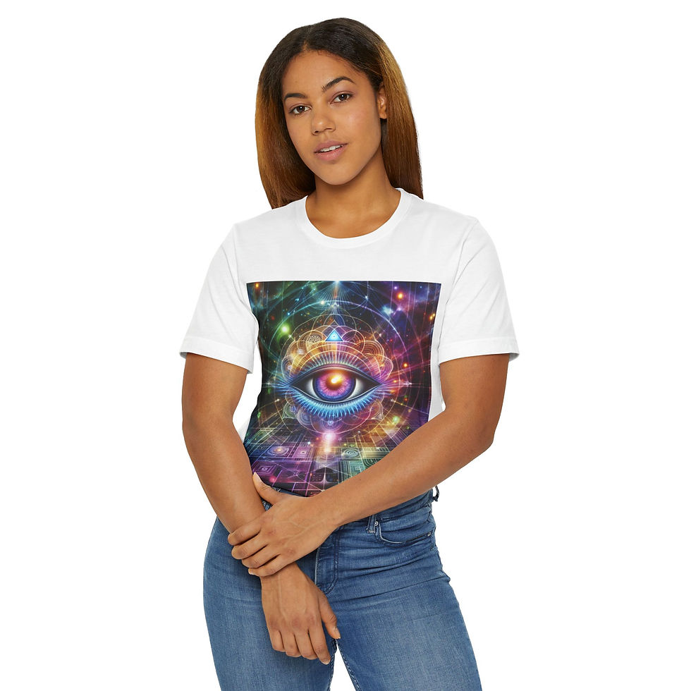 Thumbnail: Vibrant Third Eye Unisex T-Shirt - Spiritual Art Meditation and Self-Discovery