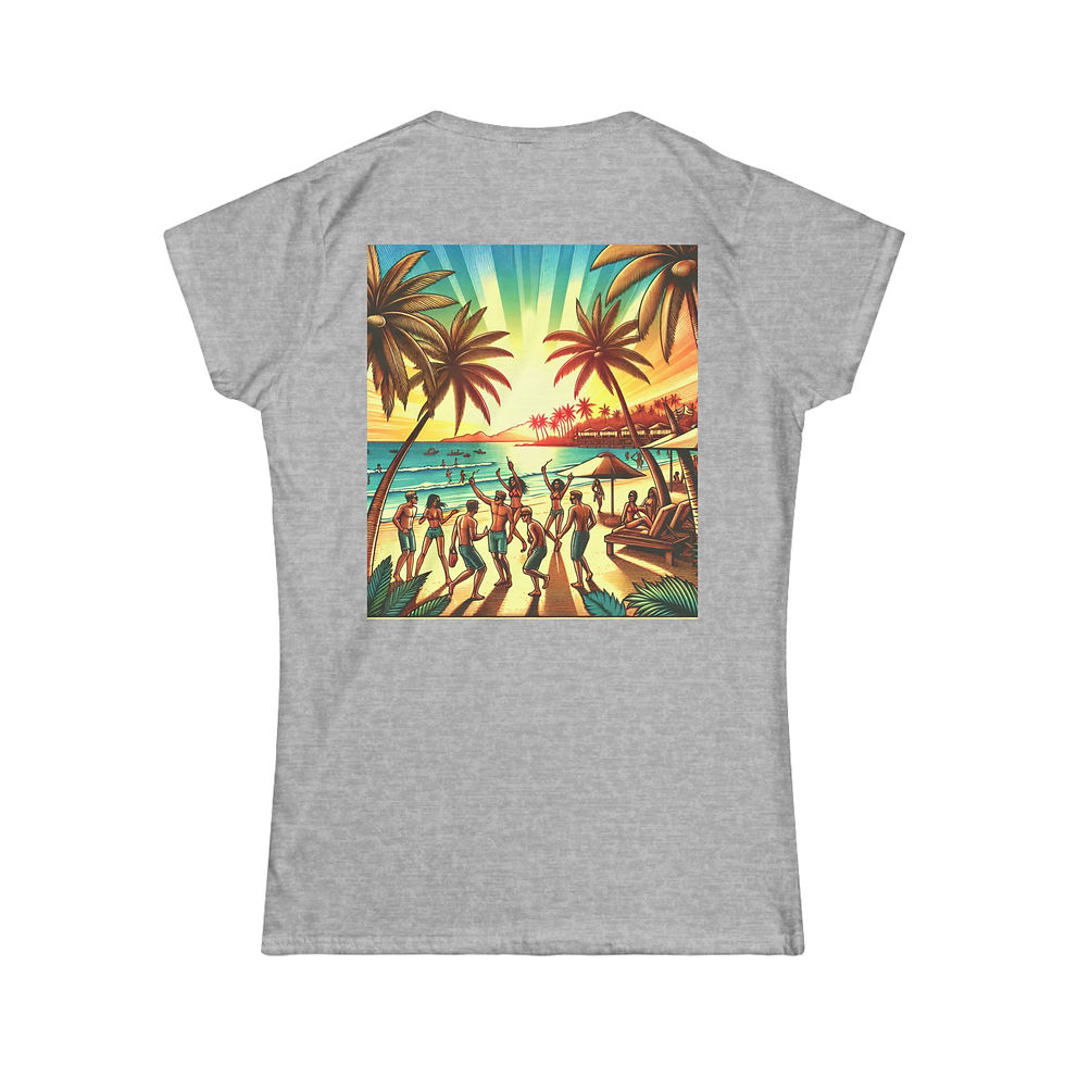 サムネイル： Tropical Vibes Women Softstyle Tee - Beach Life Graphic Tee