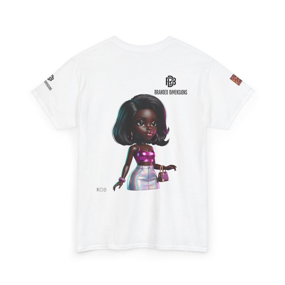 Miniatura: Doll Character Tee – Stylish Black Girl Art Graphic T-Shirt