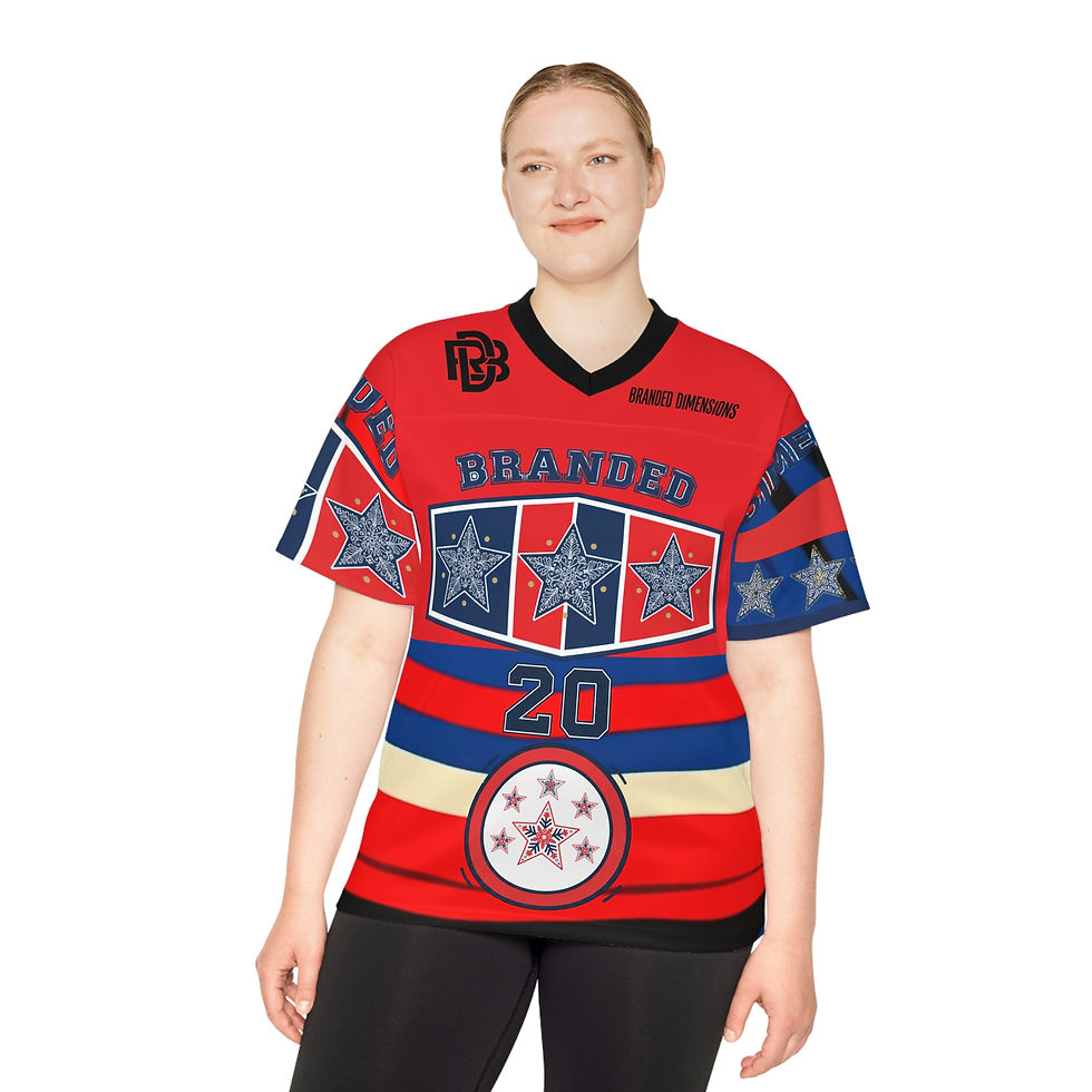 縮圖：Patriotic Star Football Jersey – Red, White & Blue Team Tee Branded Dimensions 