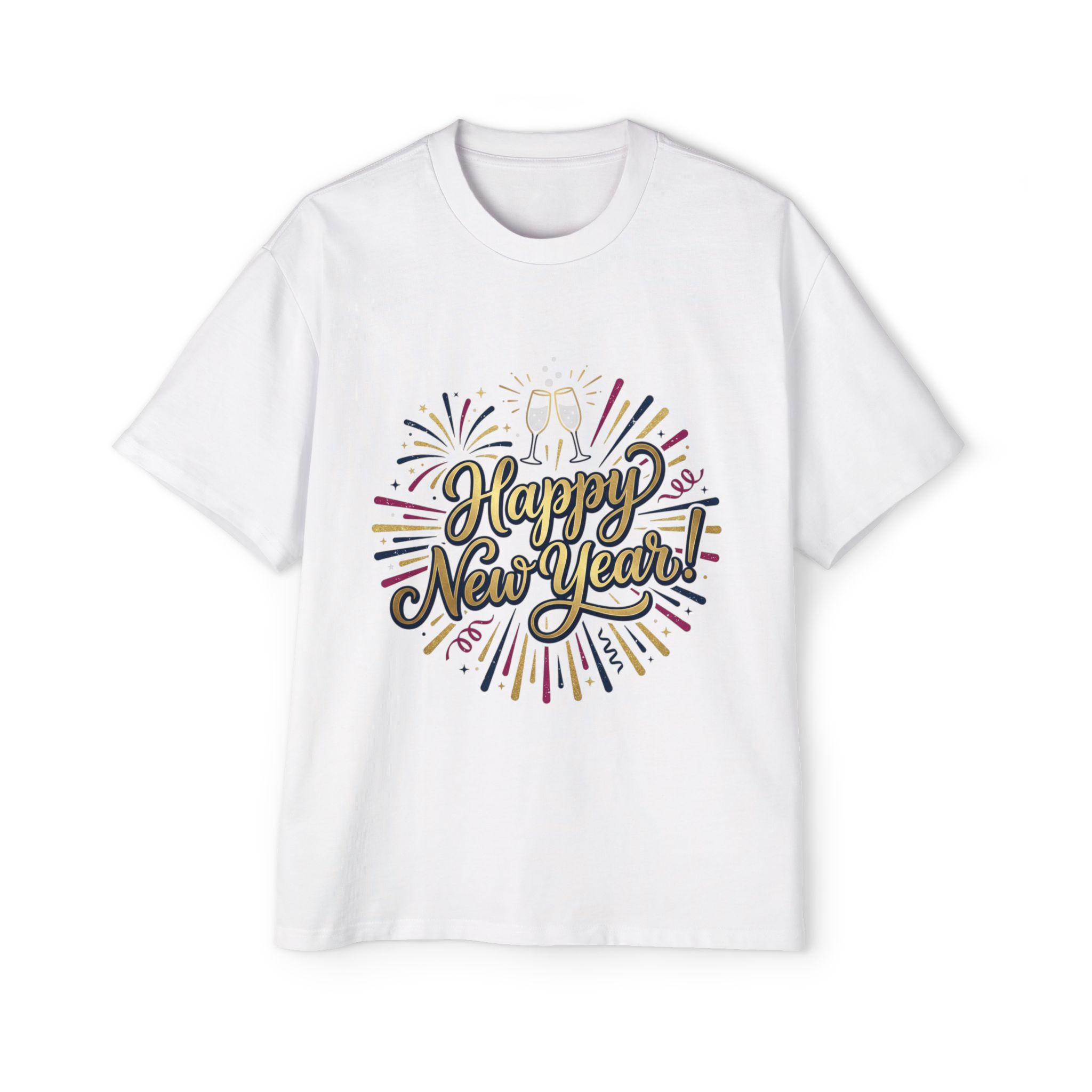 Happy New Year T-Shirt — Men’s Oversized Holiday Tee