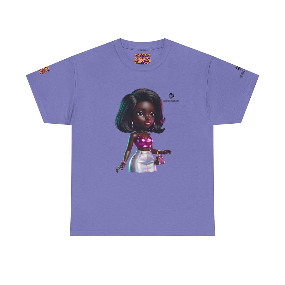 Miniatura: Doll Character Tee – Stylish Black Girl Art Graphic T-Shirt