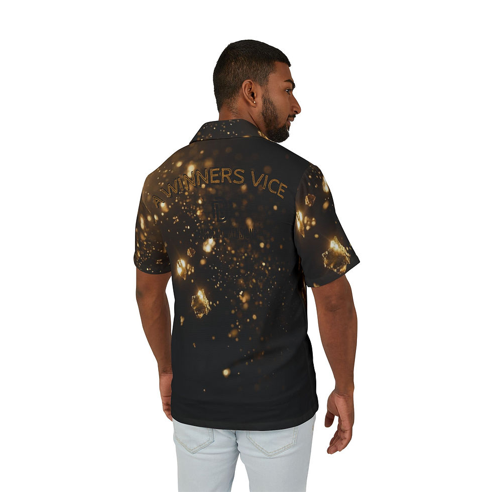 Thumbnail: Gold Sparkle Hawaiian BRANDED DIMENSIONS Shirt — Men's Party Shirt
