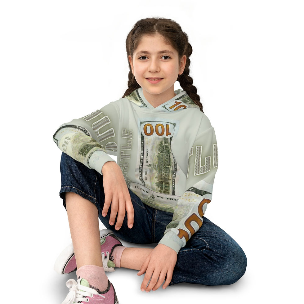 縮圖：$100 HUSTLE Children's Hoodie (AOP)