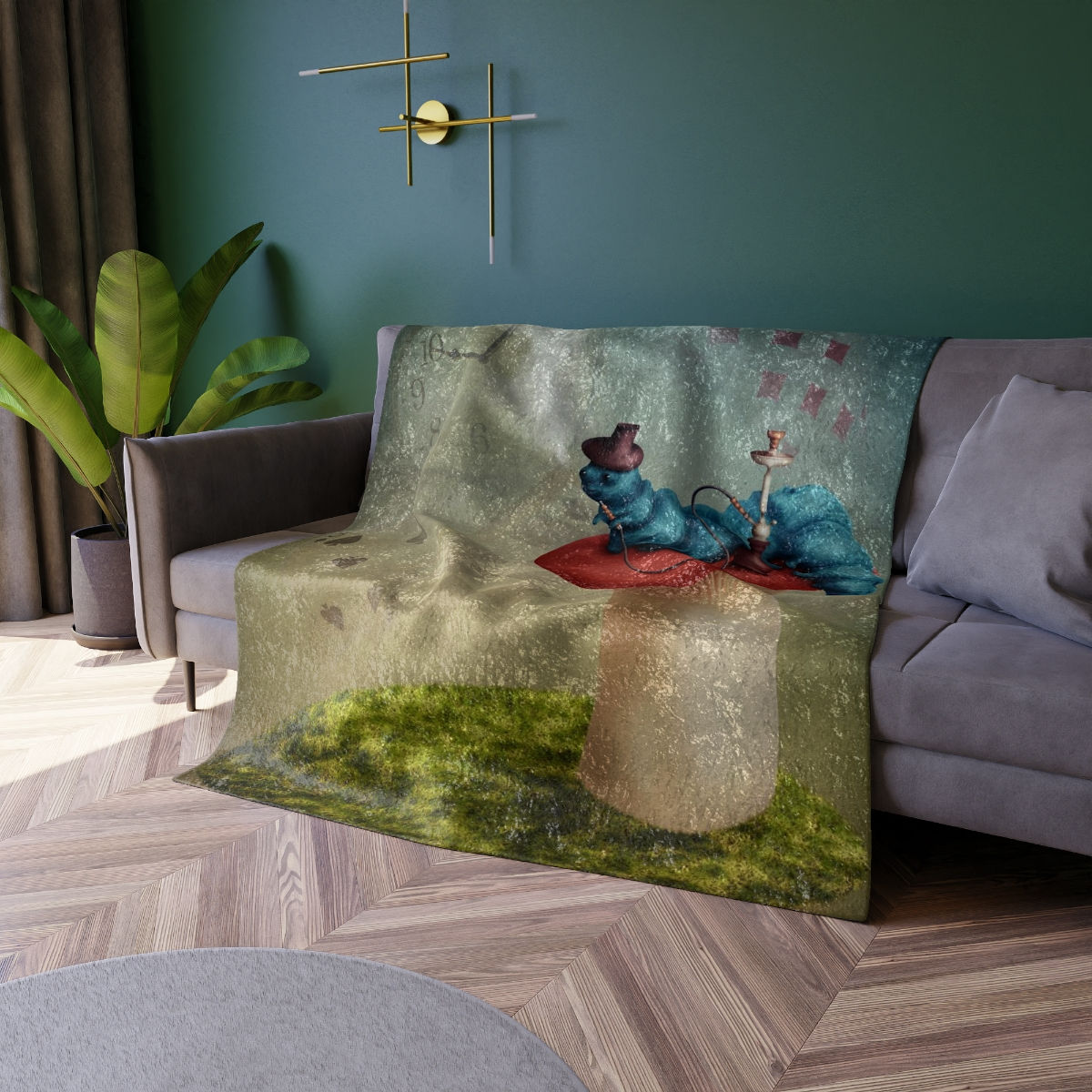 Absolem in Wonderland Crushed Velvet Blanket
