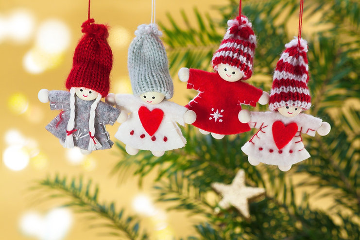 ニットクリスマスツリーのオーナメント