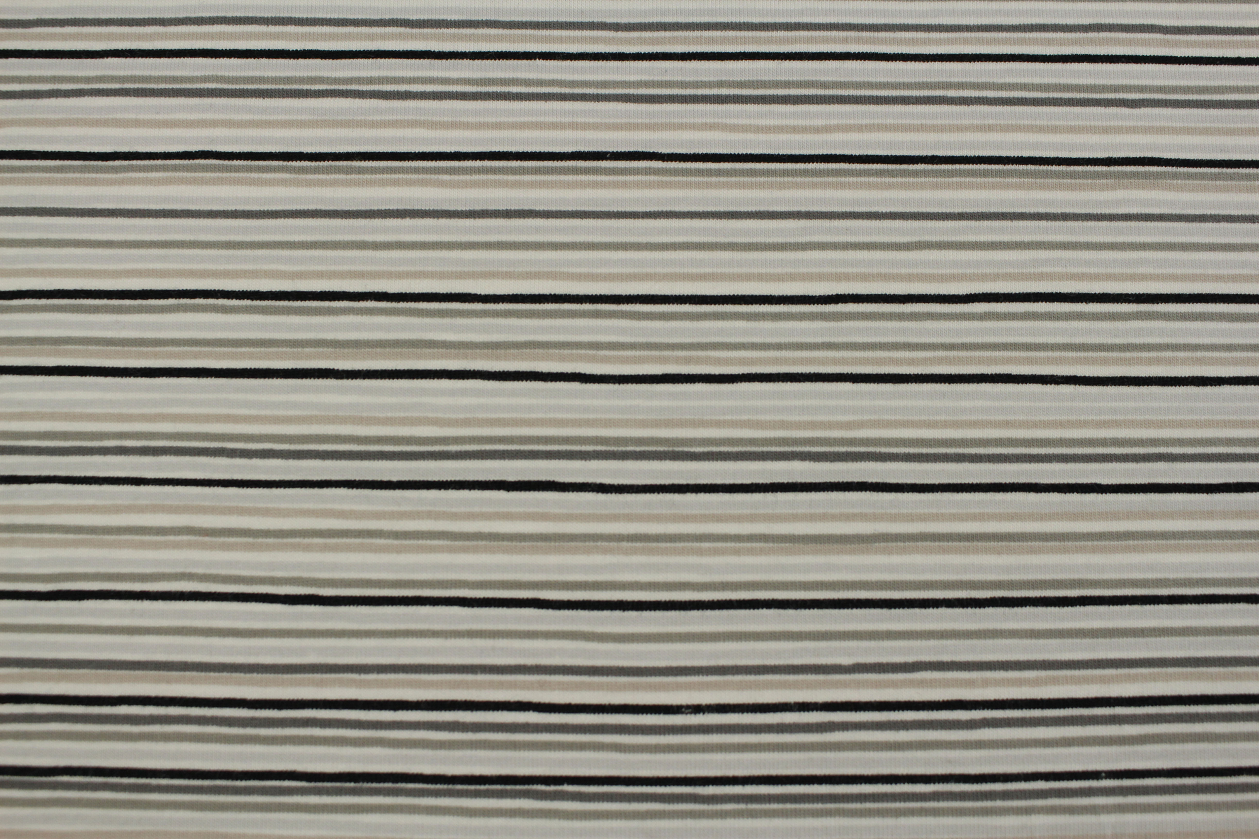 Baumwolljersey, dünne Streifen - beige, braun