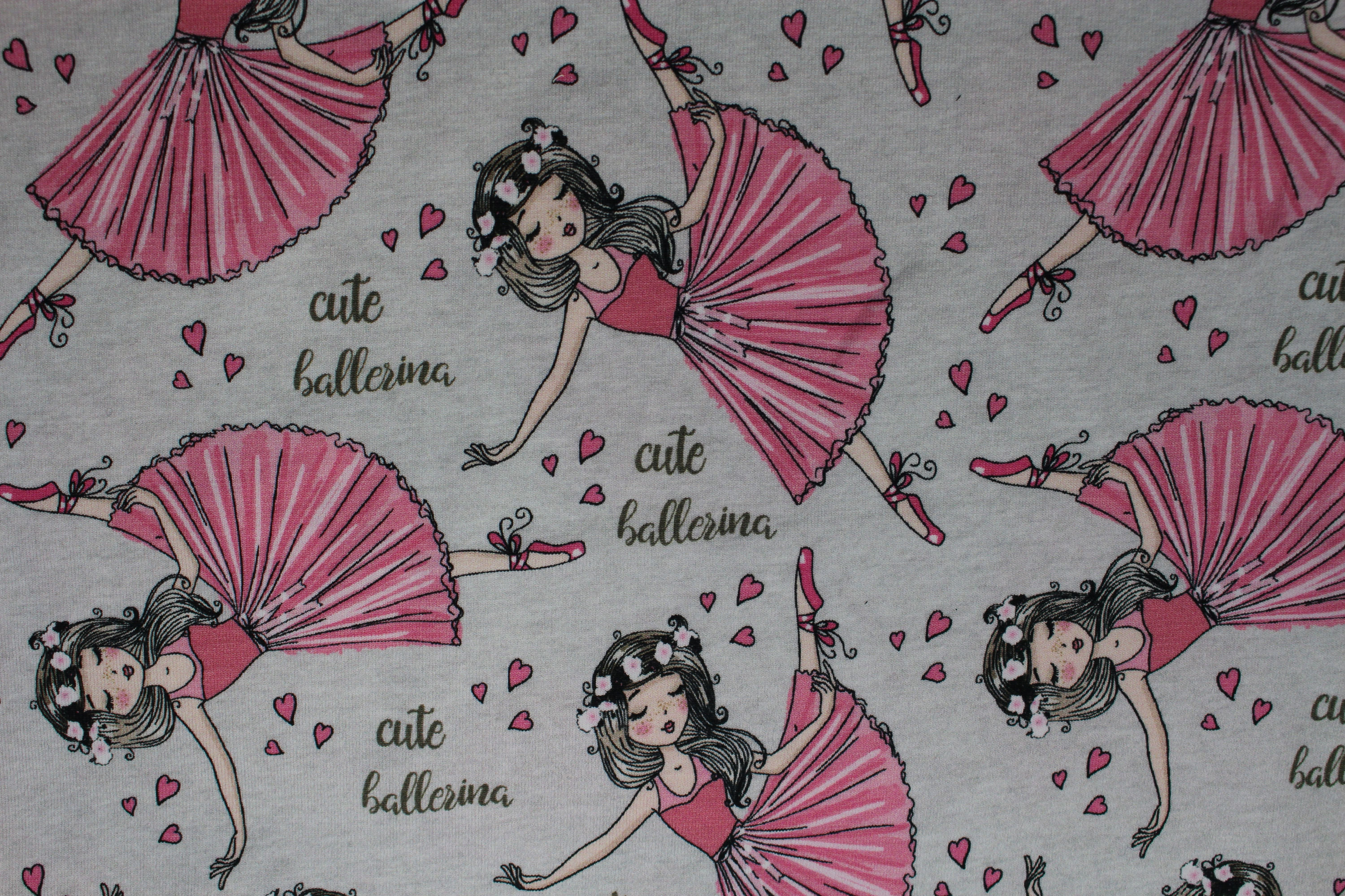 Baumwolljersey, Ballerina - grau, pink