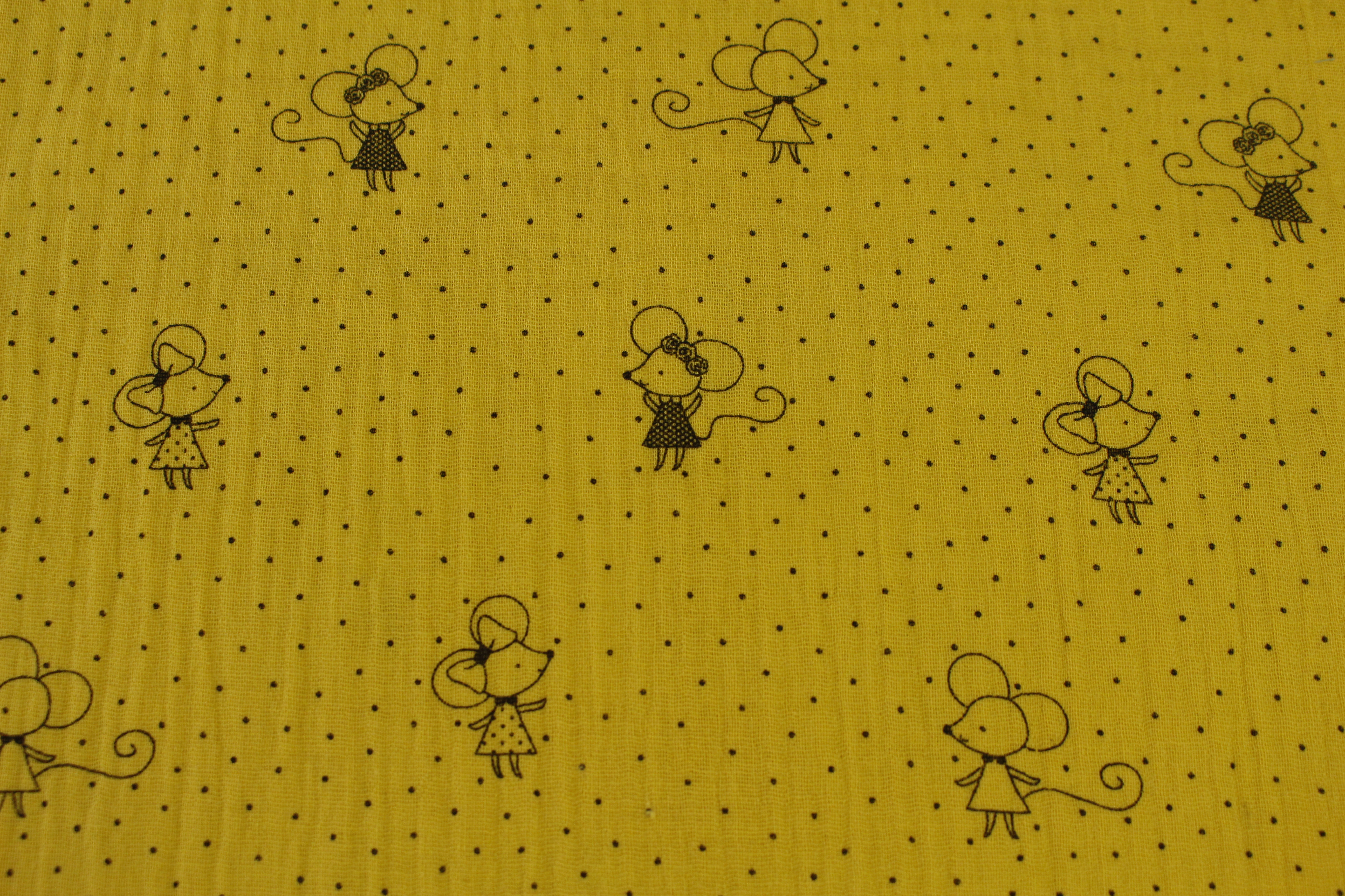 Musselin, Mäuse - ocker, schwarz