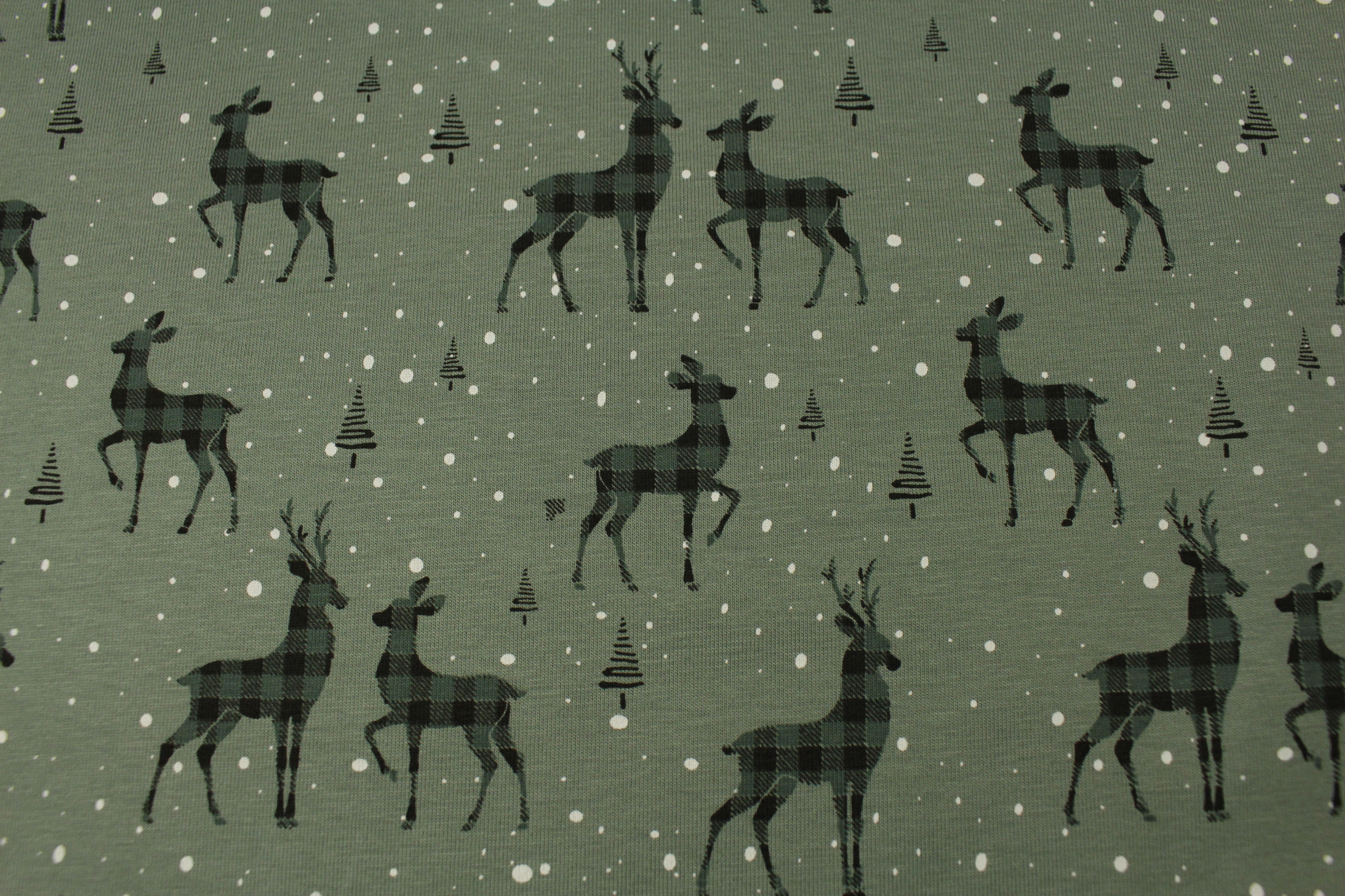 Baumwolljersey, Hirsche - seegrün