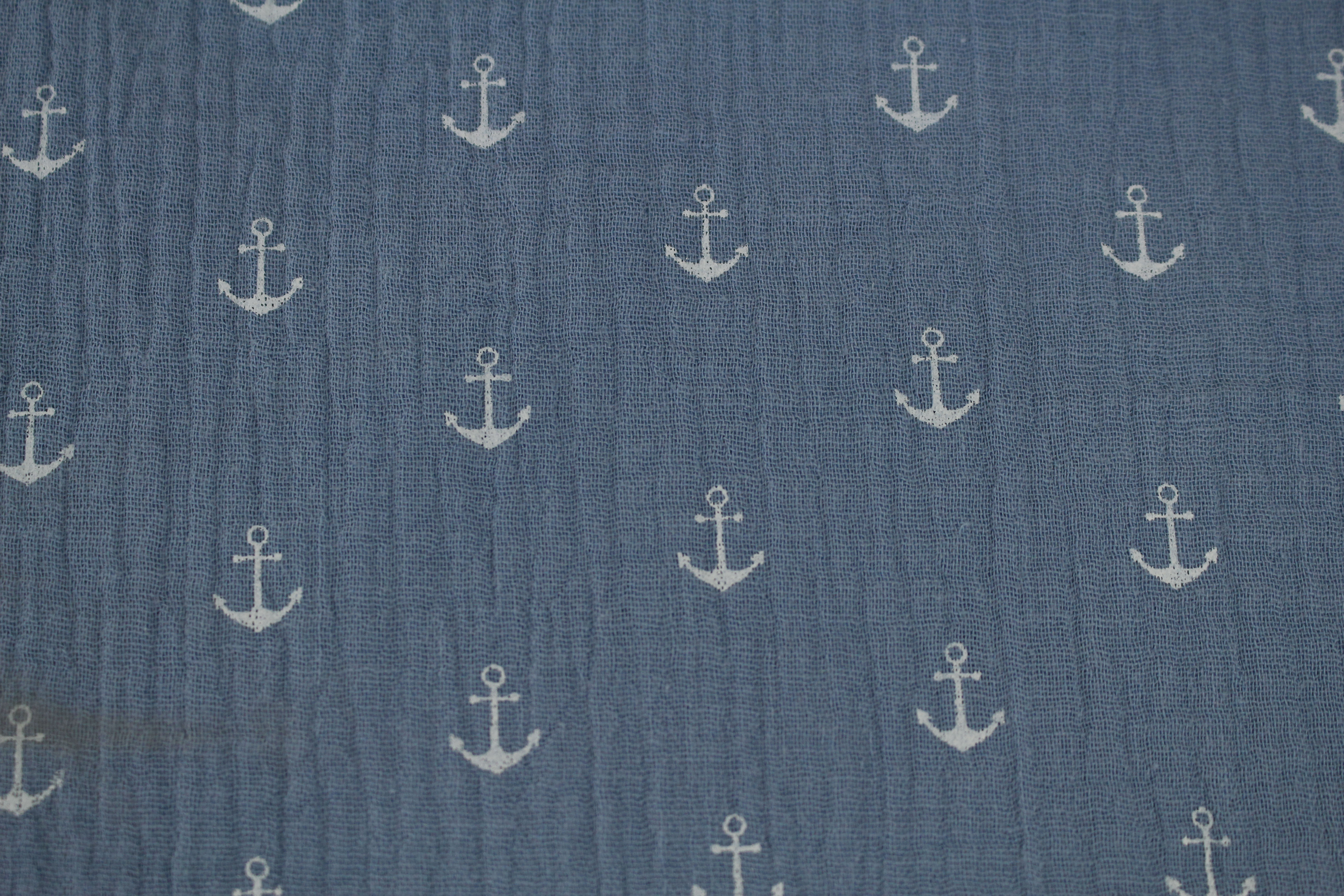 Musselin, Anker - jeansblau