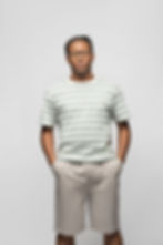 man in glasses wearing Men's Cotton Loungewear Striped Short Set