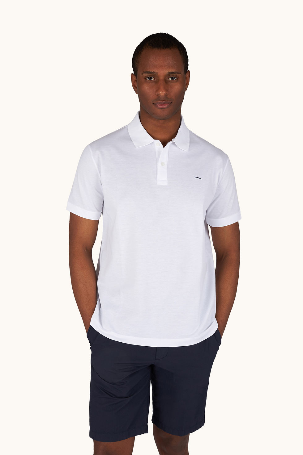 Paul & Shark 99311001 white double piqué cotton polo official model view