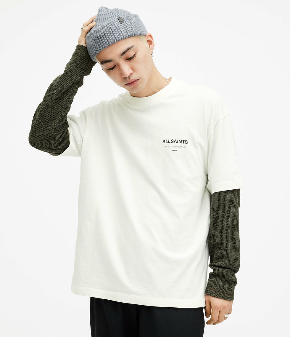 AllSaints Underground Oversized T-Shirt Ashen White
