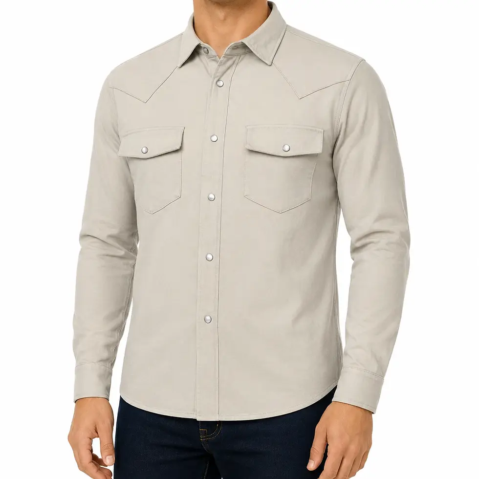 Reiss Ryans Western Jersey Overshirt in Stone on model