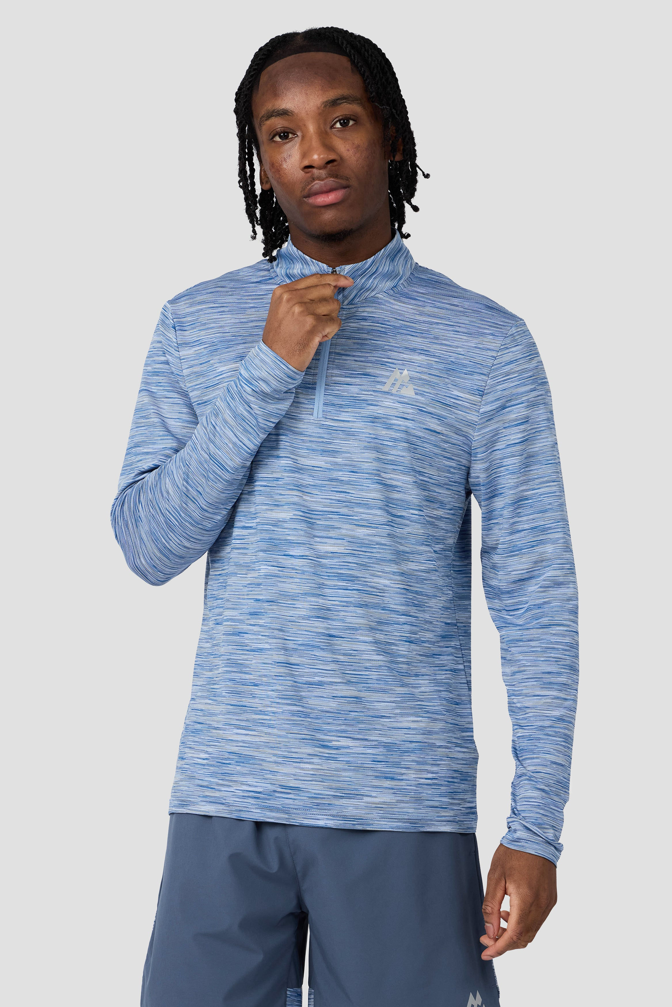 Montirex Trail 2.0 quarter zip Light Blue Multi front model view