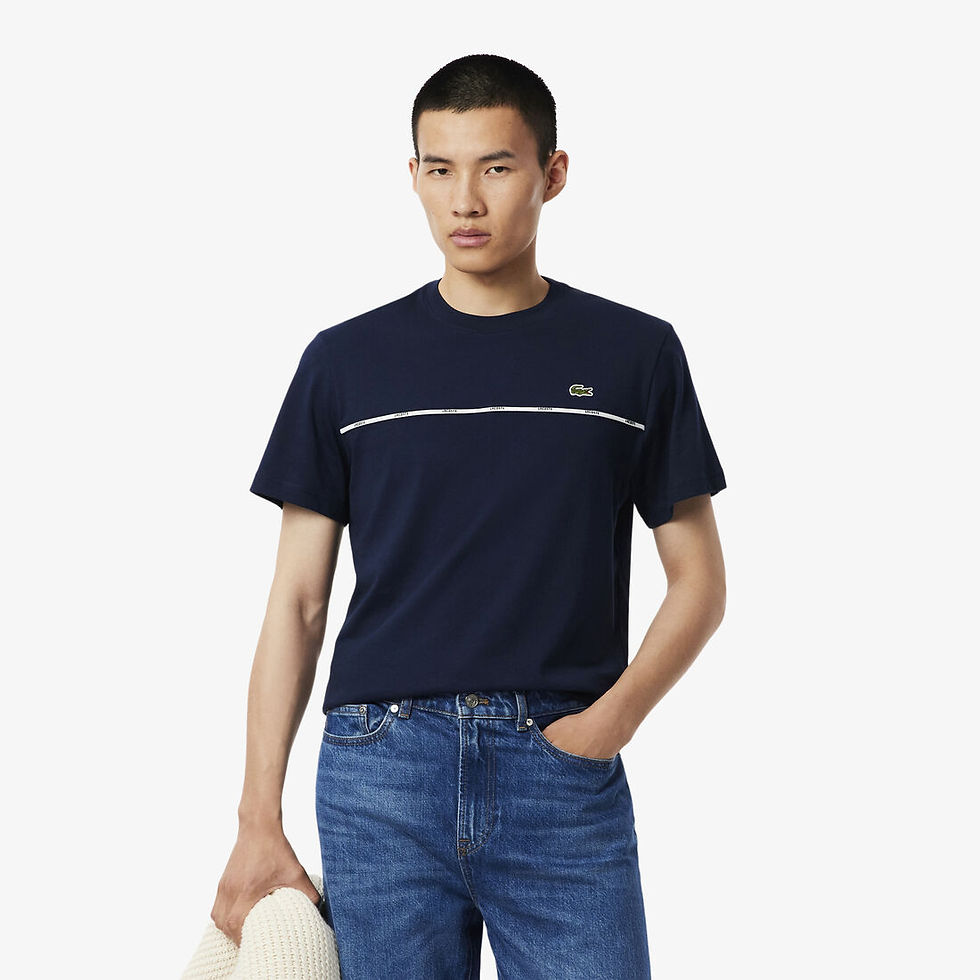 Lacoste Trim Cotton Jersey T-Shirt Navy Blue product front