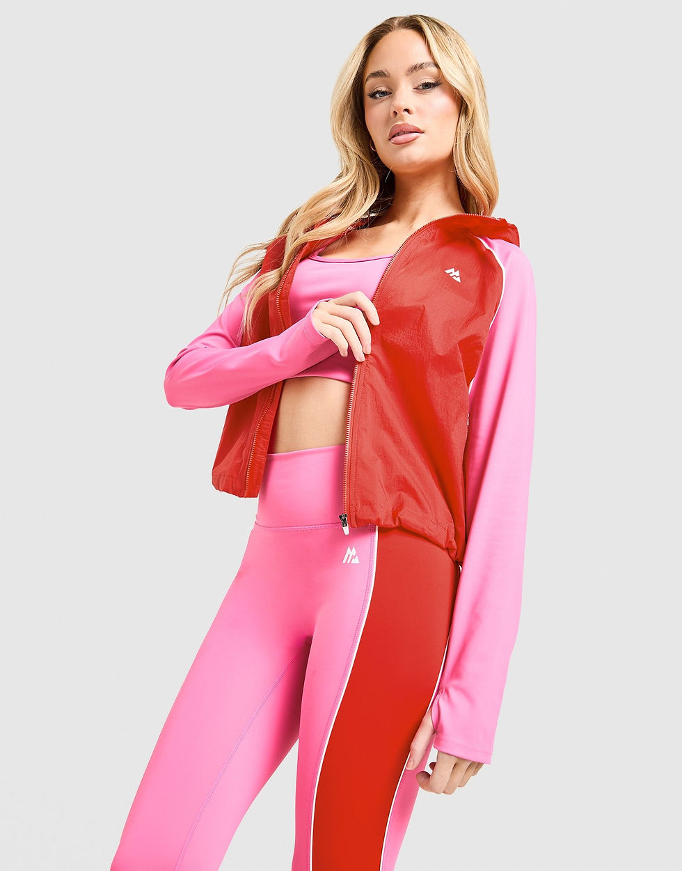 Montirex Women's Vitality Jacket Peony Pink Poppy Red White model view 1