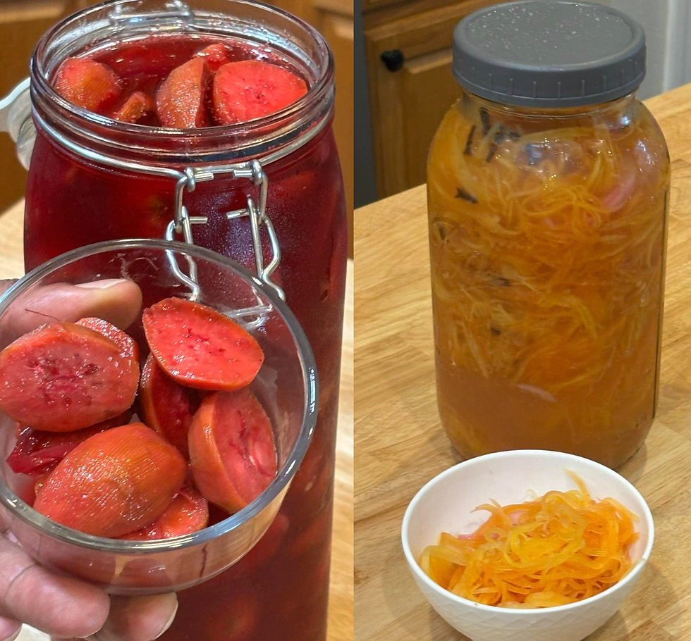 My Childhood Favorites, Pickled Pomcythere (Juneplum) and Papaya