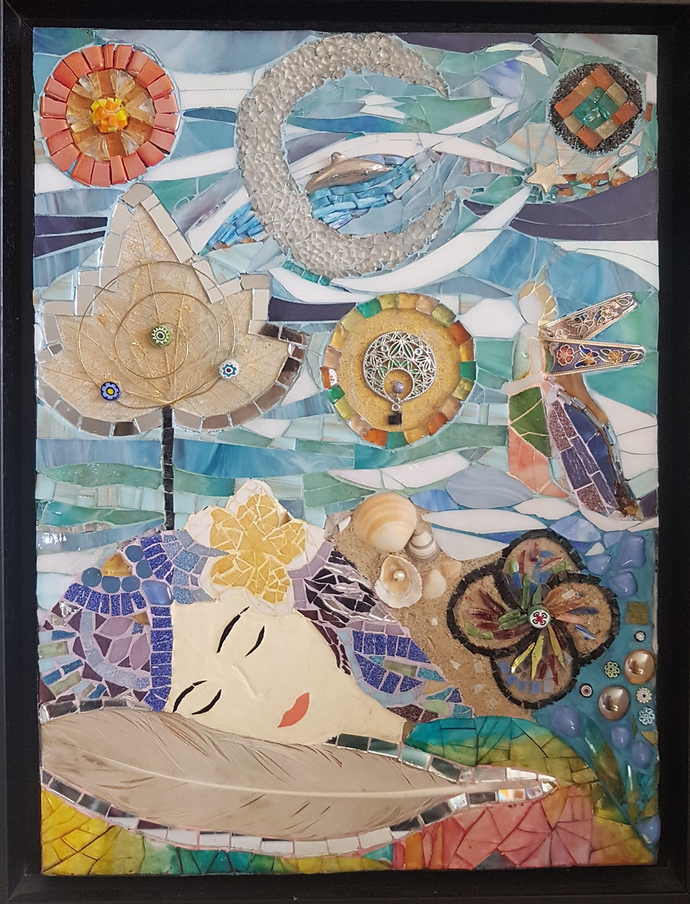 Tableau en mosaïque "Douces rêveries" de Joëlle Talpin Créations Mosaïques
