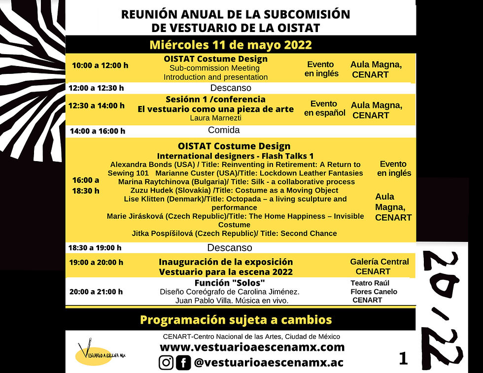 Actividades de la Reunión Anual de la Subcomisión de vestuario de la OISTAT!!!!!! Acompañenos!