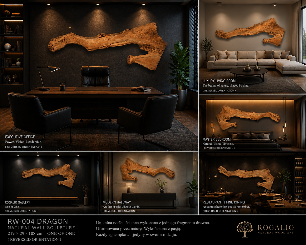 Thumbnail: ROGALIO – RW-004 DRAGON Naturalna rzeźba ścienna | One of One