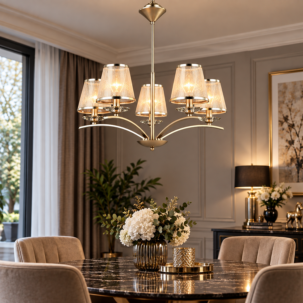 Lampa kryształowa Vento 5 SG w eleganckim salonie