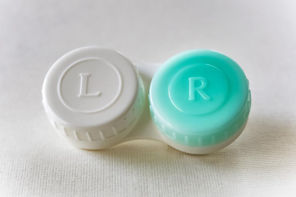 contact lenses stored in case.
