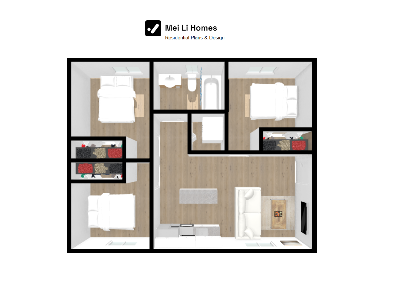 The Trio ADU - 756 SF 3 Bed 1 Bath