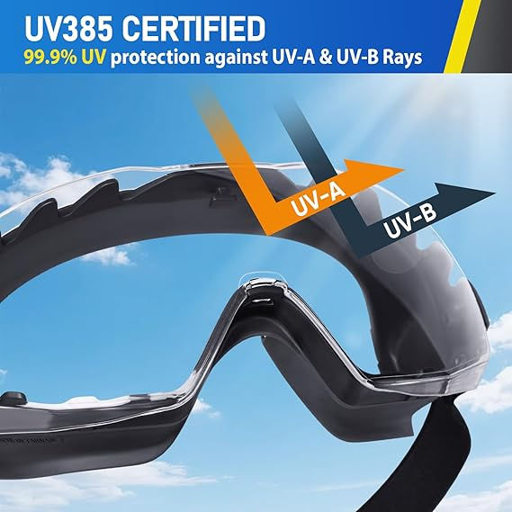 Thumbnail: Anti-Fog Safety Goggles Over Glasses, Adjustable ANSI Z87.1 Eye Protection