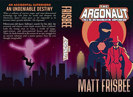 The front and back cover of The Argonaut. The back shows a godlike woman and falling man. Front shows hero and villain.