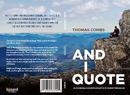 The front and back cover of And I Quote. The Appalachian mountains stretch across both with a bigfoot on the front.