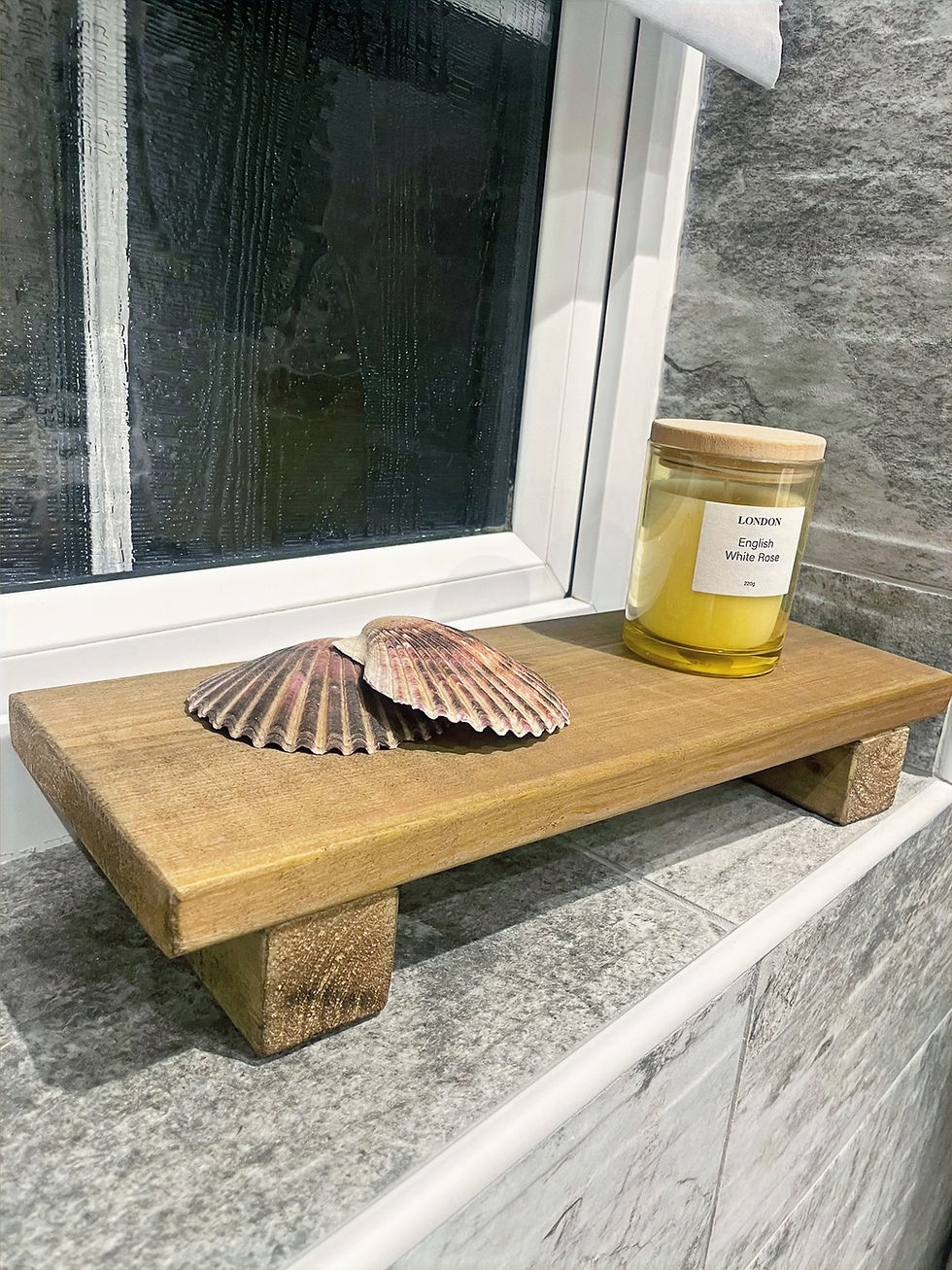Thumbnail: Solid Wood Countertop Riser Stand – Rustic Oak Display Shelf