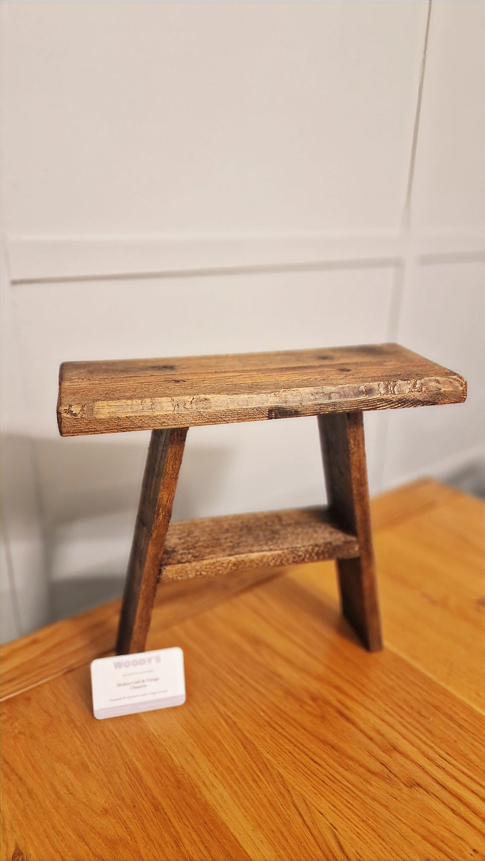 Thumbnail: Rustic Wooden Side Table | Small Farmhouse Stool | Bedside Plant Stand 