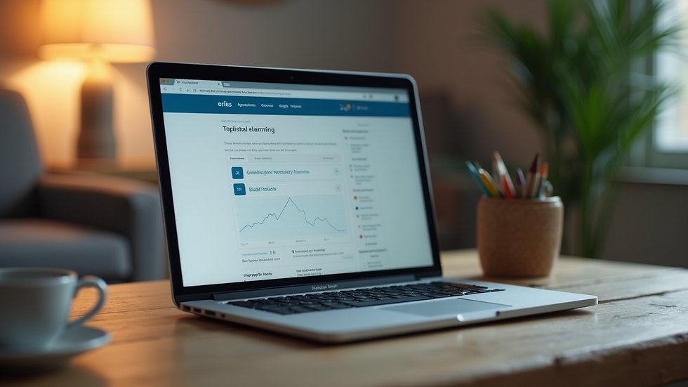 Close-up view of a laptop screen showing an online English learning platform