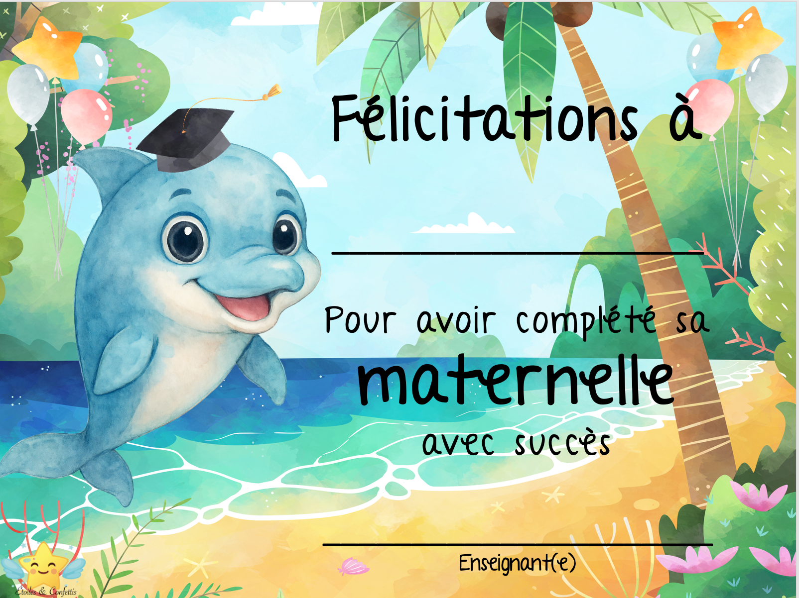Certificat de fin d'année-Dauphins 2