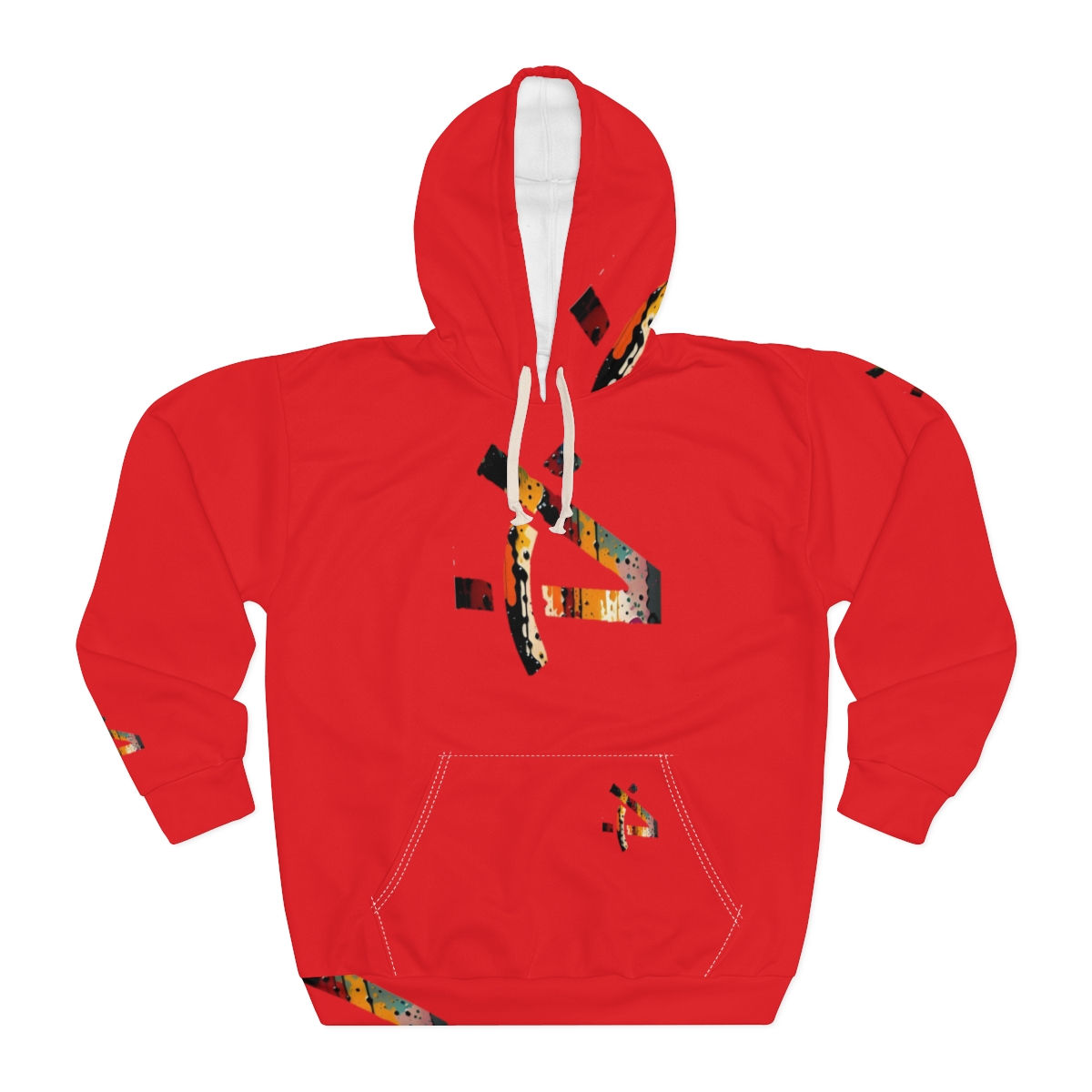 DuvoeCo red Pullover Hoodie (AOP)