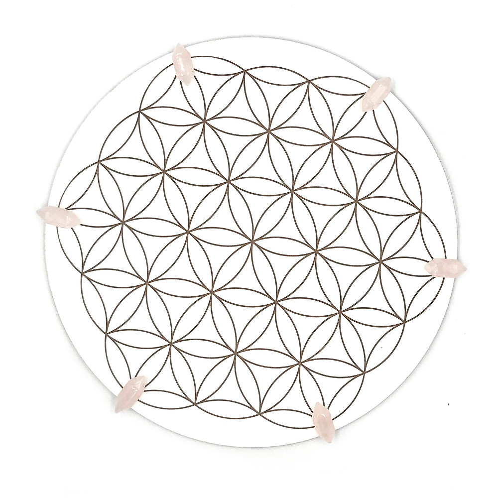 crystal grid with stones