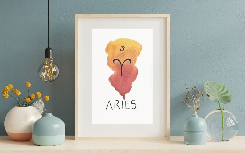 Aries Zodiac Sign Watercolor Art Print