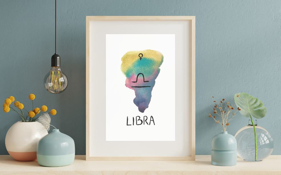 Libra Zodiac Sign Watercolor Art Print
