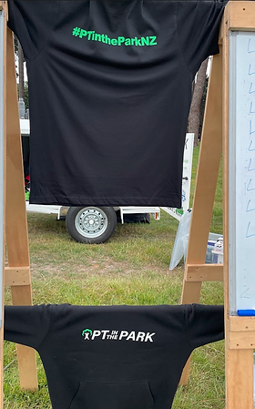 PT in the Park merchandise on display at the Park