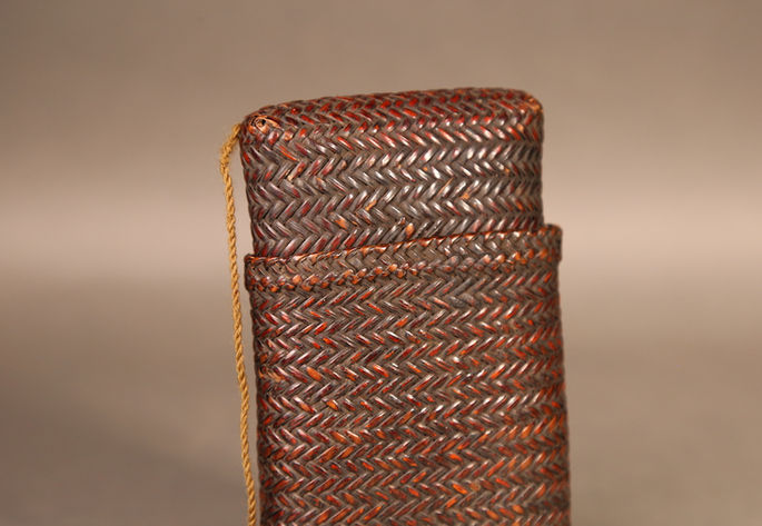 A flat pouch with a string