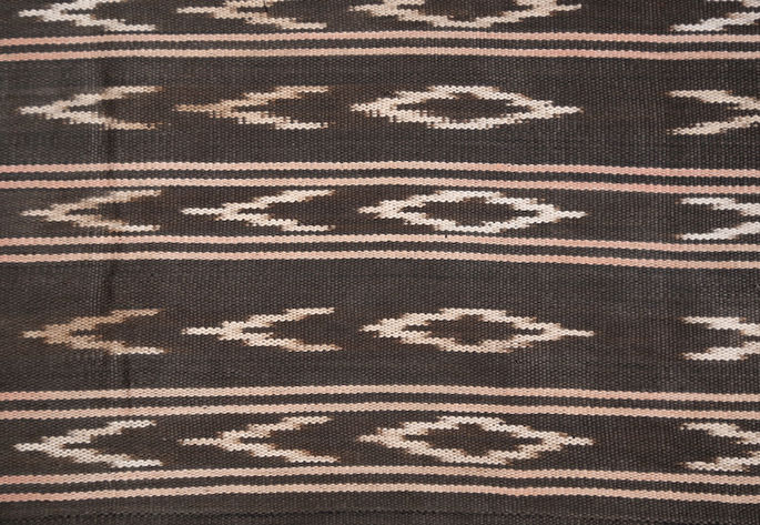 A detailed shot showing the repeating patterns of “X”, diamond, and “V” motifs
