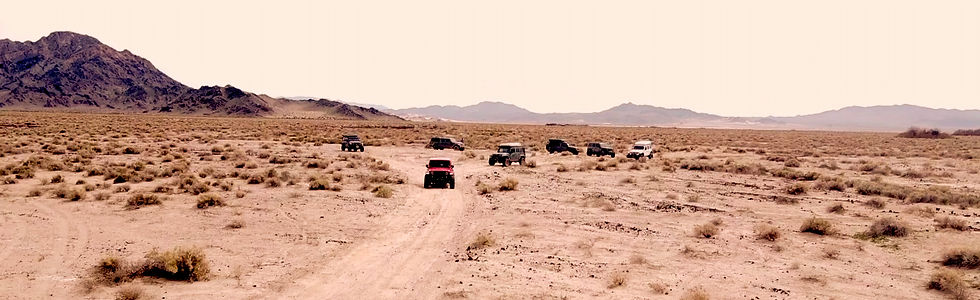 Overland rigs at Mojave River crossing