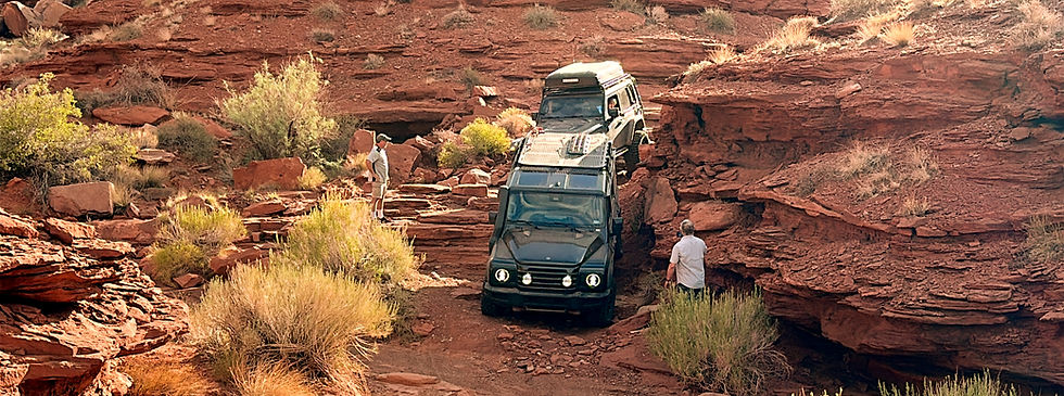 Selim (Grenadier) and Wes (Wrangler) navigate some steps