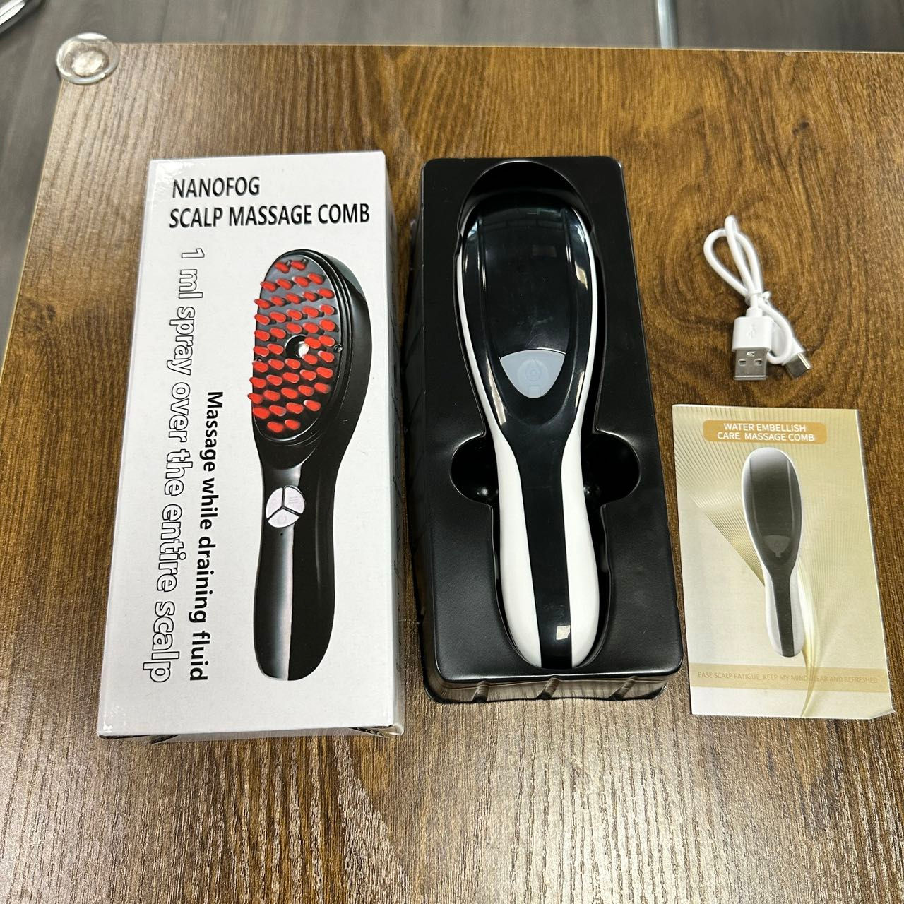 Electric Spray Massage Comb Hair Growth Vibration Head Massager Brush LED Anti H