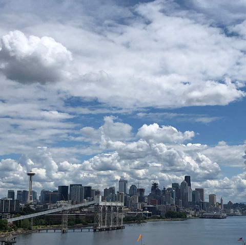 City landscape along the waters edge