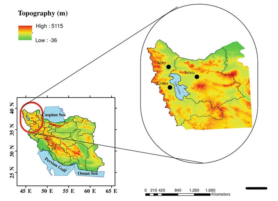 Geographical locations of Lake Urmia
