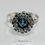 Thumbnail: Sterling Silver Gear Flower Ring with London Blue Topaz Front View